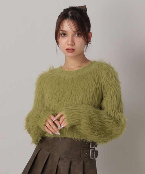 FOREVER 21（フォーエバー トゥエンティーワン）の「【2024FW】クロップドシャギーニットプルオーバー（ニット/セーター・レディース・ブラウン/グリーン/グレー/ナチュラル・FREE）」の10枚目の写真