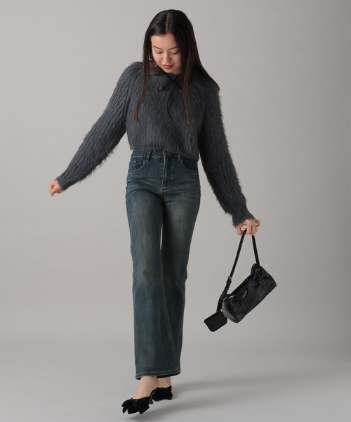 FOREVER 21（フォーエバー トゥエンティーワン）の「【2024FW】クロップドシャギーニットプルオーバー（ニット/セーター・レディース・ブラウン/グリーン/グレー/ナチュラル・FREE）」の16枚目の写真