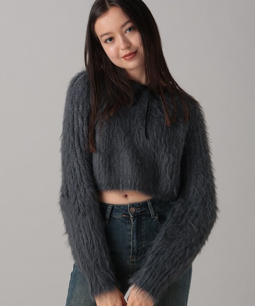 FOREVER 21（フォーエバー トゥエンティーワン）の「【2024FW】クロップドシャギーニットプルオーバー（ニット/セーター・レディース・ブラウン/グリーン/グレー/ナチュラル・FREE）」の18枚目の写真