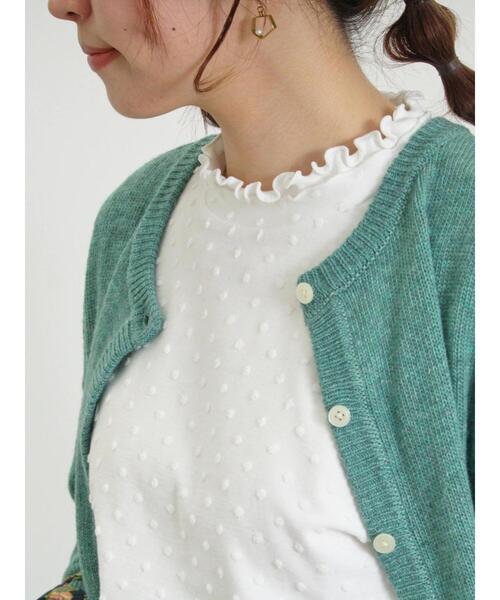 Samansa Mos2(サマンサ モスモス)の「ドットジャカードスタンド襟カットソー(Tシャツ/カットソー・レディース・ブラック/オフホワイト/キナリ・F)」の5枚目の写真