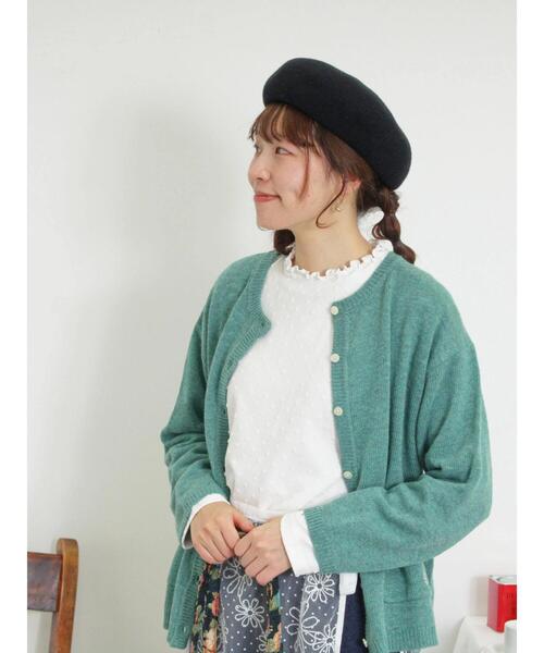 Samansa Mos2(サマンサ モスモス)の「ドットジャカードスタンド襟カットソー(Tシャツ/カットソー・レディース・ブラック/オフホワイト/キナリ・F)」の7枚目の写真