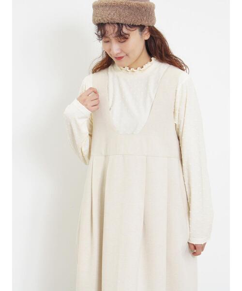 Samansa Mos2(サマンサ モスモス)の「ドットジャカードスタンド襟カットソー(Tシャツ/カットソー・レディース・ブラック/オフホワイト/キナリ・F)」の15枚目の写真