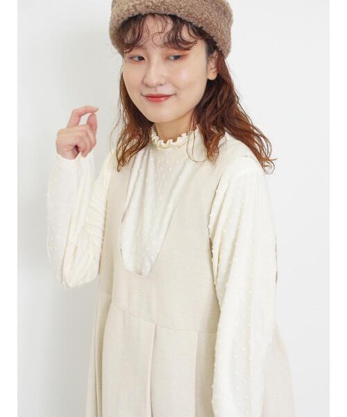 Samansa Mos2(サマンサ モスモス)の「ドットジャカードスタンド襟カットソー(Tシャツ/カットソー・レディース・ブラック/オフホワイト/キナリ・F)」の17枚目の写真