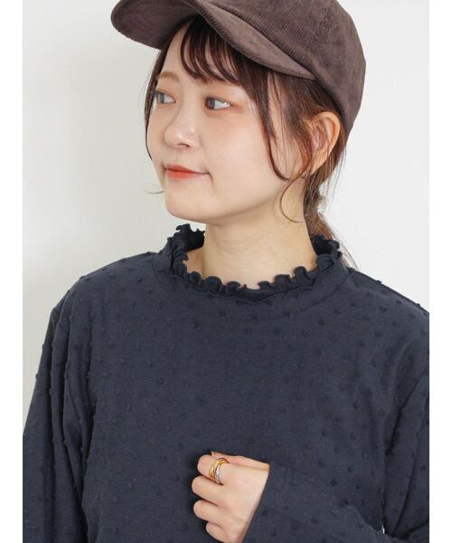 Samansa Mos2(サマンサ モスモス)の「ドットジャカードスタンド襟カットソー(Tシャツ/カットソー・レディース・ブラック/オフホワイト/キナリ・F)」の18枚目の写真