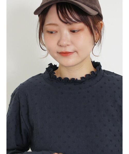 Samansa Mos2(サマンサ モスモス)の「ドットジャカードスタンド襟カットソー(Tシャツ/カットソー・レディース・ブラック/オフホワイト/キナリ・F)」の19枚目の写真