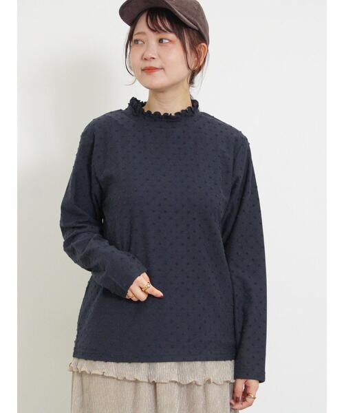 Samansa Mos2(サマンサ モスモス)の「ドットジャカードスタンド襟カットソー(Tシャツ/カットソー・レディース・ブラック/オフホワイト/キナリ・F)」の20枚目の写真