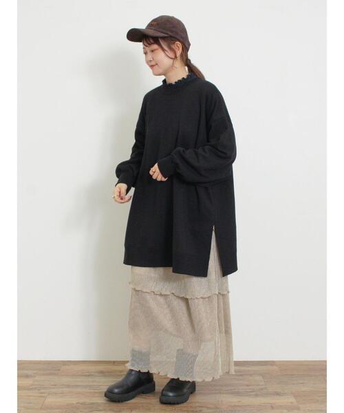 Samansa Mos2(サマンサ モスモス)の「ドットジャカードスタンド襟カットソー(Tシャツ/カットソー・レディース・ブラック/オフホワイト/キナリ・F)」の21枚目の写真