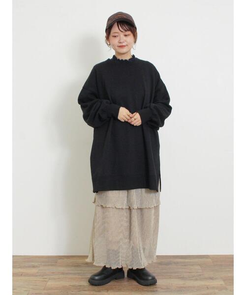 Samansa Mos2(サマンサ モスモス)の「ドットジャカードスタンド襟カットソー(Tシャツ/カットソー・レディース・ブラック/オフホワイト/キナリ・F)」の22枚目の写真