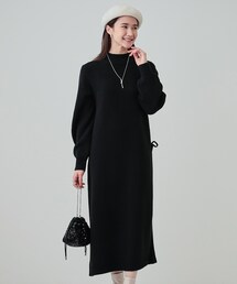 ◆【S-LL】カジュアルにもきれいめにもマッチする プリーツ切替 ニットワンピース