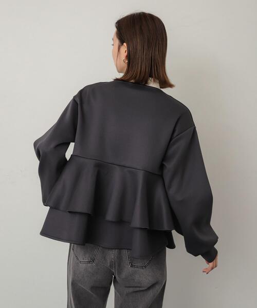 SENSE OF PLACE by URBAN RESEARCH（センスオブプレイスバイアーバンリサーチ）の「フリルペプラムジップカーディガン（カーディガン/ボレロ・レディース・モカ/チャコールグレー/ブラック/アイボリー・ONE）」の17枚目の写真