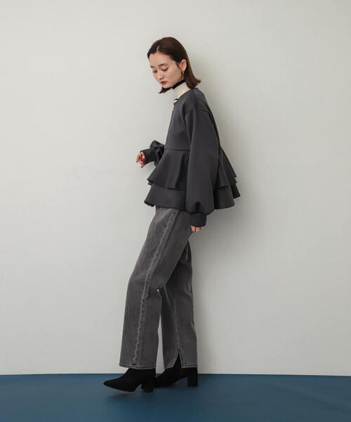 SENSE OF PLACE by URBAN RESEARCH（センスオブプレイスバイアーバンリサーチ）の「フリルペプラムジップカーディガン（カーディガン/ボレロ・レディース・モカ/チャコールグレー/ブラック/アイボリー・ONE）」の20枚目の写真