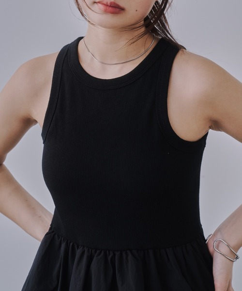 【タグ付き】ETRE TOKYO　ペプラムヘムニットタンクトップ ETRE TOKYO（エトレトウキョウ） タンクトップ ノースリーブ ペプラム