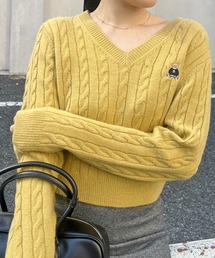 UNION イエロー ダメージ　ケーブル編み ニット UNION イエロー ダメージ ケーブル編み ニット