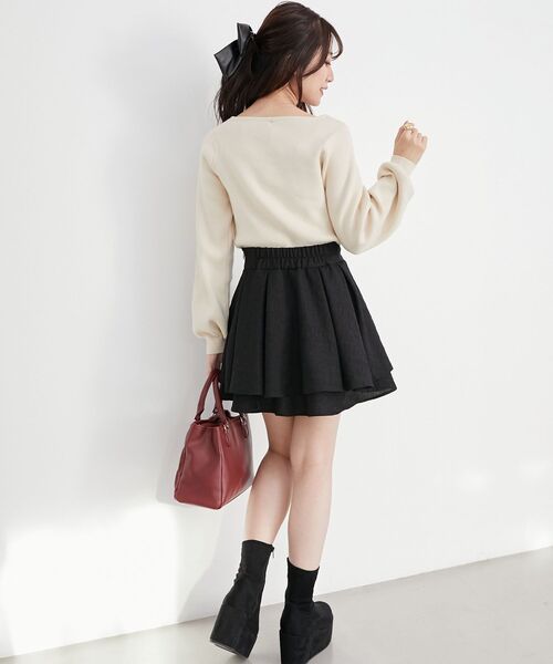 MAJESTIC LEGON（マジェスティックレゴン）の「フロントギャザードッキングニット（ニット/セーター・レディース・ブラック/グレー/アイボリー・MEDIUM）」の6枚目の写真