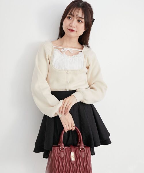 MAJESTIC LEGON（マジェスティックレゴン）の「フロントギャザードッキングニット（ニット/セーター・レディース・ブラック/グレー/アイボリー・MEDIUM）」の7枚目の写真