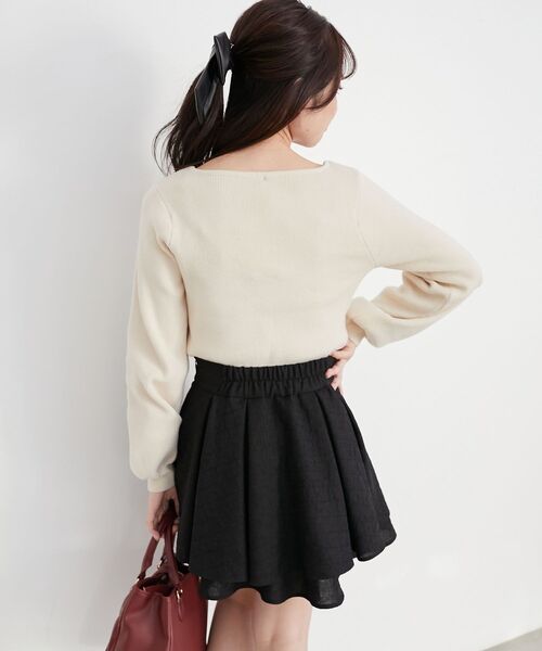 MAJESTIC LEGON（マジェスティックレゴン）の「フロントギャザードッキングニット（ニット/セーター・レディース・ブラック/グレー/アイボリー・MEDIUM）」の9枚目の写真