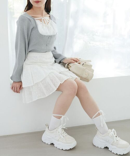 MAJESTIC LEGON（マジェスティックレゴン）の「フロントギャザードッキングニット（ニット/セーター・レディース・ブラック/グレー/アイボリー・MEDIUM）」の11枚目の写真