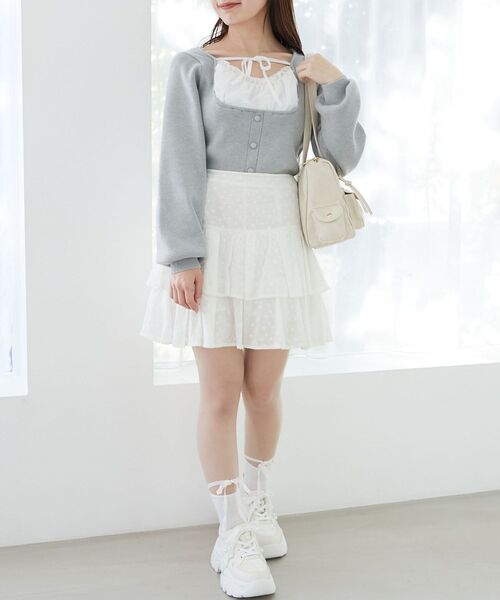 MAJESTIC LEGON（マジェスティックレゴン）の「フロントギャザードッキングニット（ニット/セーター・レディース・ブラック/グレー/アイボリー・MEDIUM）」の12枚目の写真