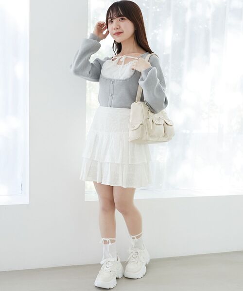 MAJESTIC LEGON（マジェスティックレゴン）の「フロントギャザードッキングニット（ニット/セーター・レディース・ブラック/グレー/アイボリー・MEDIUM）」の13枚目の写真