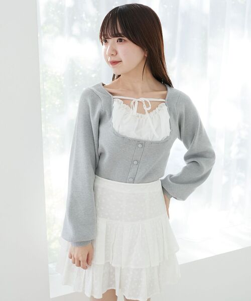 MAJESTIC LEGON（マジェスティックレゴン）の「フロントギャザードッキングニット（ニット/セーター・レディース・ブラック/グレー/アイボリー・MEDIUM）」の15枚目の写真