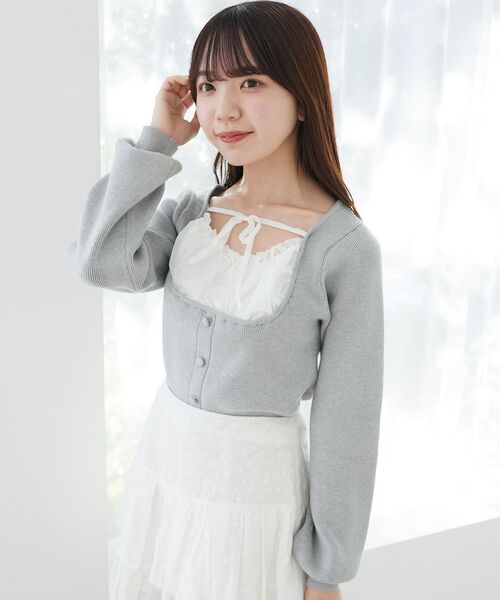 MAJESTIC LEGON（マジェスティックレゴン）の「フロントギャザードッキングニット（ニット/セーター・レディース・ブラック/グレー/アイボリー・MEDIUM）」の16枚目の写真