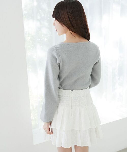 MAJESTIC LEGON（マジェスティックレゴン）の「フロントギャザードッキングニット（ニット/セーター・レディース・ブラック/グレー/アイボリー・MEDIUM）」の17枚目の写真