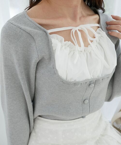 MAJESTIC LEGON（マジェスティックレゴン）の「フロントギャザードッキングニット（ニット/セーター・レディース・ブラック/グレー/アイボリー・MEDIUM）」の19枚目の写真