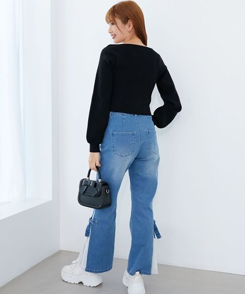 MAJESTIC LEGON（マジェスティックレゴン）の「フロントギャザードッキングニット（ニット/セーター・レディース・ブラック/グレー/アイボリー・MEDIUM）」の22枚目の写真