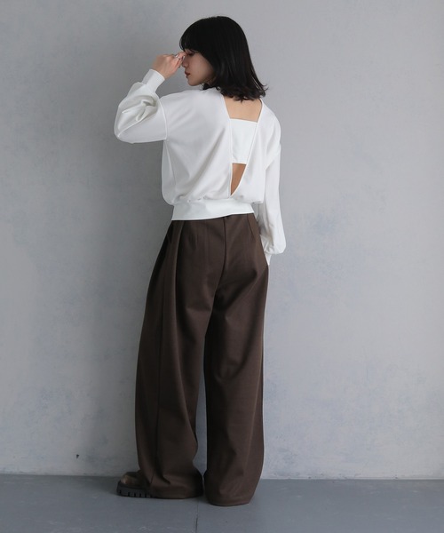 cheriella(シェリエラ)の「【cheriella】2WAYカットジョーゼットバックデザイントップス 2-WAY CUT GEORGETTE BACK DESIGN TOPS(Tシャツ/カットソー・レディース・ブラック/ライトグレー/ホワイト・M)」の7枚目の写真