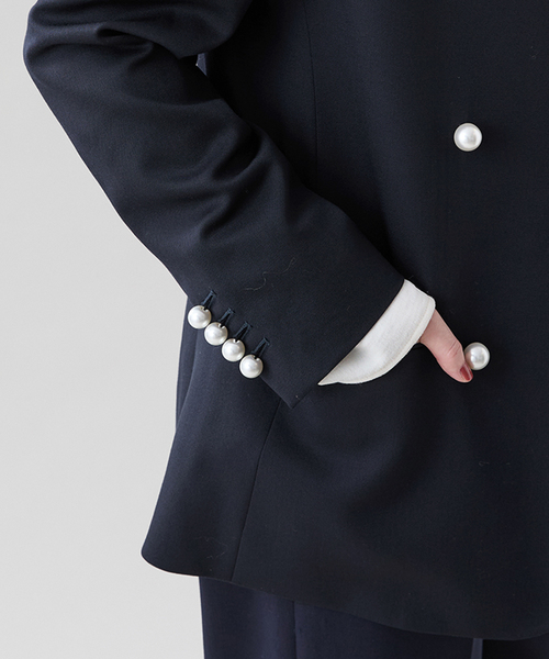 CINOH（チノ）の「CINOH （チノ）Black Formal No Coller ジャケット BKJK-001（ノーカラージャケット・レディース・ネイビー・X-SMALL/SMALL）」の4枚目の写真