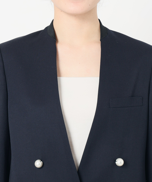 CINOH（チノ）の「CINOH （チノ）Black Formal No Coller ジャケット BKJK-001（ノーカラージャケット・レディース・ネイビー・X-SMALL/SMALL）」の21枚目の写真