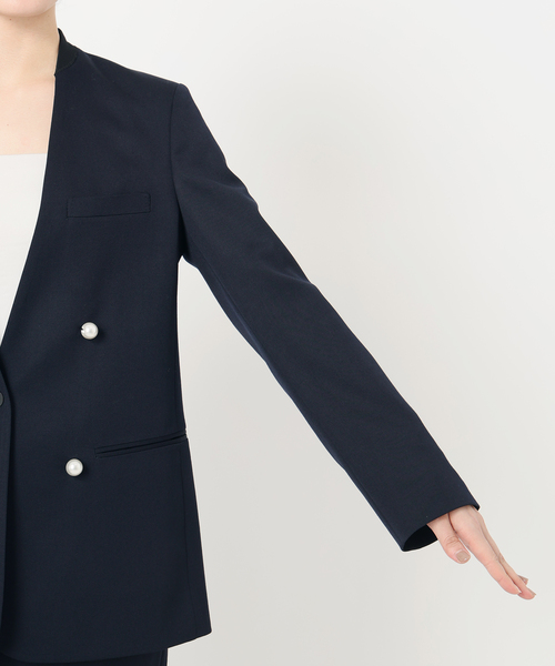 CINOH（チノ）の「CINOH （チノ）Black Formal No Coller ジャケット BKJK-001（ノーカラージャケット・レディース・ネイビー・X-SMALL/SMALL）」の19枚目の写真