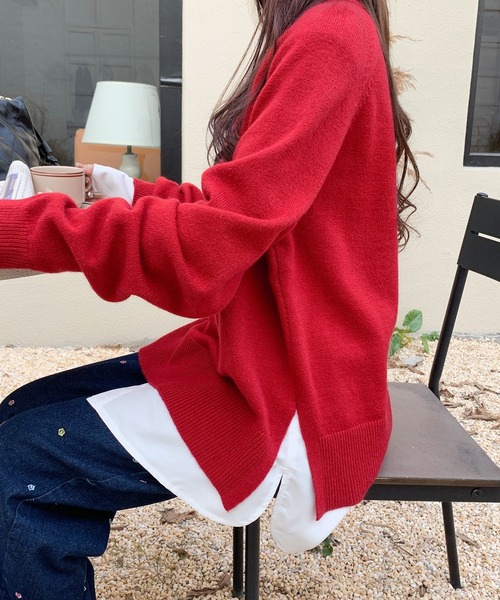 crewre 赤色 長袖ニットセーター crewre 赤色 長袖ニットセーター