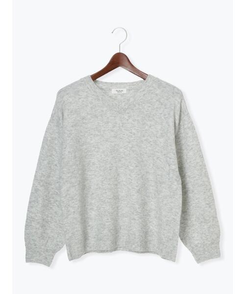 Te chichi TERRASSE（テチチテラス）の「メランジVネックニット（ニット/セーター・レディース・イエロー/サックスブルー/チャコールグレー/グレー・F）」の3枚目の写真