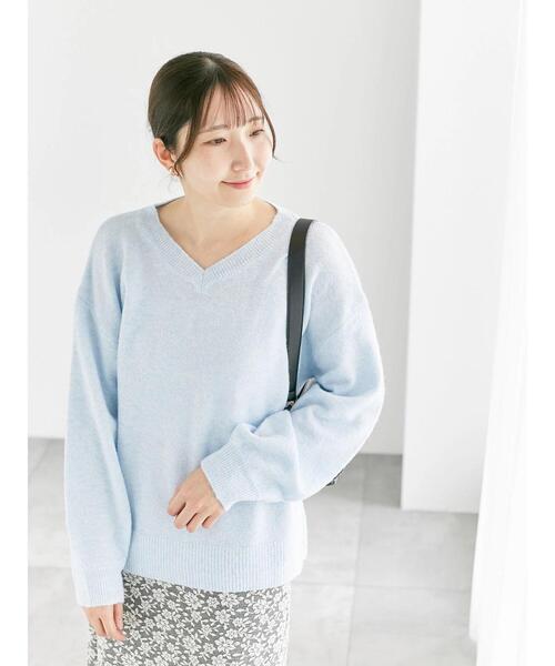 Te chichi TERRASSE（テチチテラス）の「メランジVネックニット（ニット/セーター・レディース・イエロー/サックスブルー/チャコールグレー/グレー・F）」の4枚目の写真