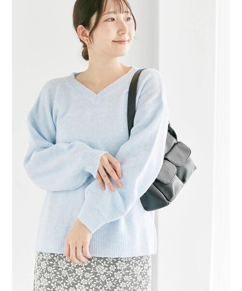 Te chichi TERRASSE（テチチテラス）の「メランジVネックニット（ニット/セーター・レディース・イエロー/サックスブルー/チャコールグレー/グレー・F）」の15枚目の写真