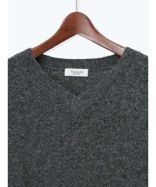Te chichi TERRASSE（テチチテラス）の「メランジVネックニット（ニット/セーター・レディース・イエロー/サックスブルー/チャコールグレー/グレー・F）」の17枚目の写真