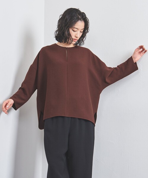 UNITED ARROWS（ユナイテッドアローズ）の「COMFY スリットノーカラー プルオーバー -吸水速乾 UVカット ウォッシャブル-（シャツ/ブラウス・レディース・オフホワイト/ブラック/ワインレッド・36/38）」の13枚目の写真