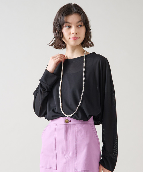 Tiara（ティアラ）の「シアーオーバーシルエットトップス（Tシャツ/カットソー・レディース・ブラック/ホワイト・FREE）」の8枚目の写真