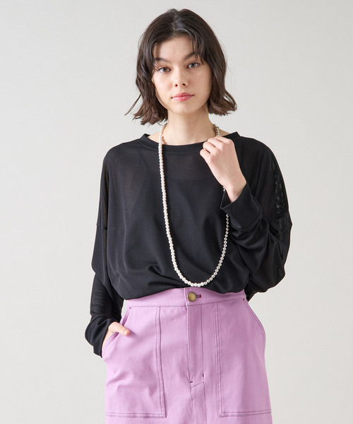 Tiara（ティアラ）の「シアーオーバーシルエットトップス（Tシャツ/カットソー・レディース・ブラック/ホワイト・FREE）」の9枚目の写真