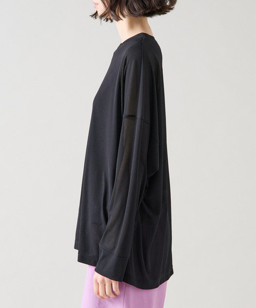 Tiara（ティアラ）の「シアーオーバーシルエットトップス（Tシャツ/カットソー・レディース・ブラック/ホワイト・FREE）」の18枚目の写真