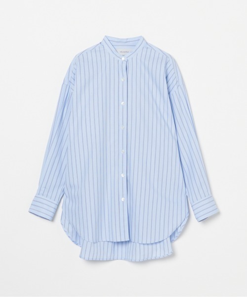 HELIOPOLE（エリオポール）の「the EDITOR  SHIRT (BAND COLLAR)（シャツ/ブラウス・レディース・ブルー系その他/ホワイト/サックスブルー・38）」の2枚目の写真