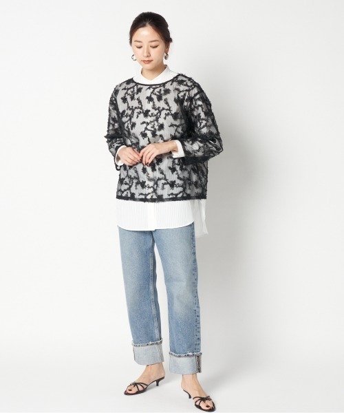 HELIOPOLE（エリオポール）の「the EDITOR  SHIRT (BAND COLLAR)（シャツ/ブラウス・レディース・ブルー系その他/ホワイト/サックスブルー・38）」の15枚目の写真