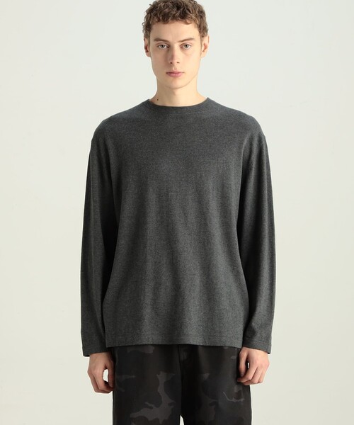 EDITION（エディション）の「コットンカシミヤ ロングスリーブトップス（Tシャツ/カットソー・メンズ・ブラック/チャコールグレー・L/M/S）」の5枚目の写真