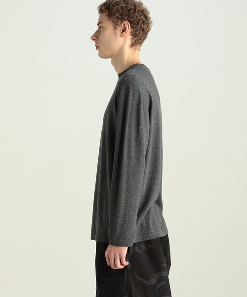 EDITION（エディション）の「コットンカシミヤ ロングスリーブトップス（Tシャツ/カットソー・メンズ・ブラック/チャコールグレー・L/M/S）」の6枚目の写真