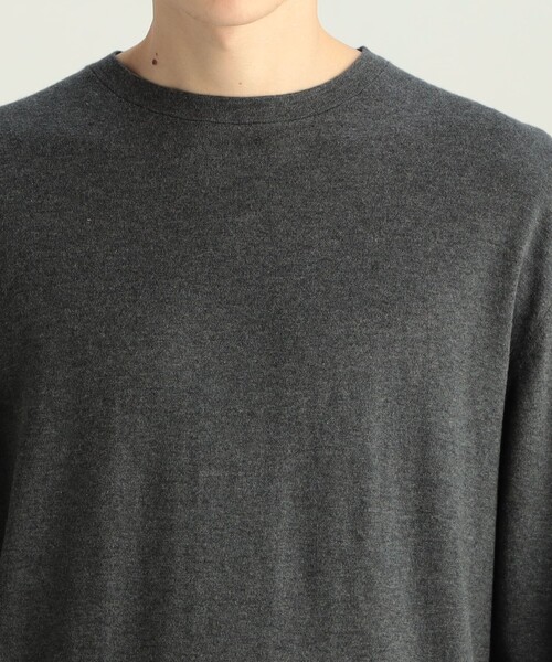 EDITION（エディション）の「コットンカシミヤ ロングスリーブトップス（Tシャツ/カットソー・メンズ・ブラック/チャコールグレー・L/M/S）」の8枚目の写真