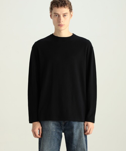 EDITION（エディション）の「コットンカシミヤ ロングスリーブトップス（Tシャツ/カットソー・メンズ・ブラック/チャコールグレー・L/M/S）」の14枚目の写真