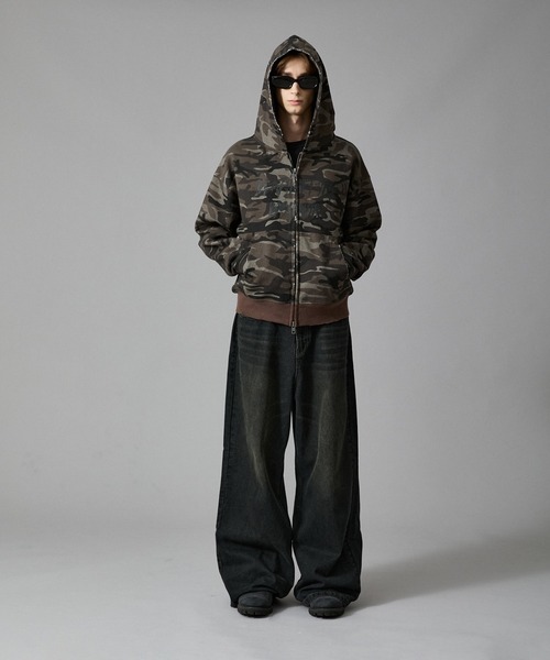 ANDER HUNK（アンダーハンク）の「Camouflage Double Zip-up Parker/カモフラージュダブルジップアップパーカー（パーカー・メンズ・ブラウン/グレー・LARGE/MEDIUM）」の6枚目の写真