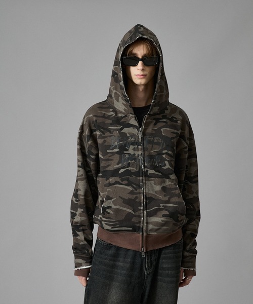 セール】Camouflage Double Zip-up Parker/カモフラージュダブル