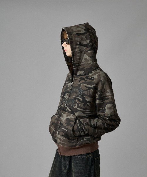 ANDER HUNK（アンダーハンク）の「Camouflage Double Zip-up Parker/カモフラージュダブルジップアップパーカー（パーカー・メンズ・ブラウン/グレー・LARGE/MEDIUM）」の10枚目の写真